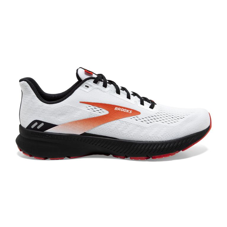 Brooks LAUNCH 8 Light Cushion Road Running Shoes Mens Outlet - White/Black/Red Clay (SCQ547913)